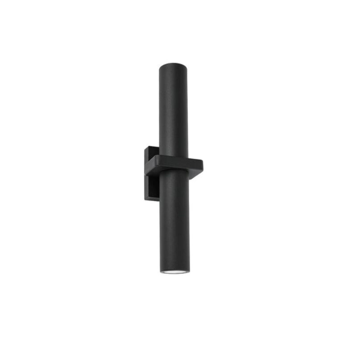 Black 2-Light Fixed Pillar Wall Spot Outdoor Light