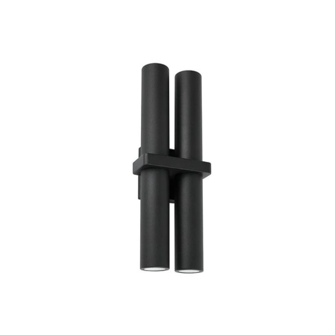 Black 4-Light Fixed Pillar Wall Spot Outdoor Light