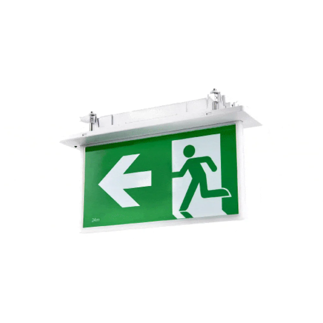 Slim Recessed Emergency Sign Black