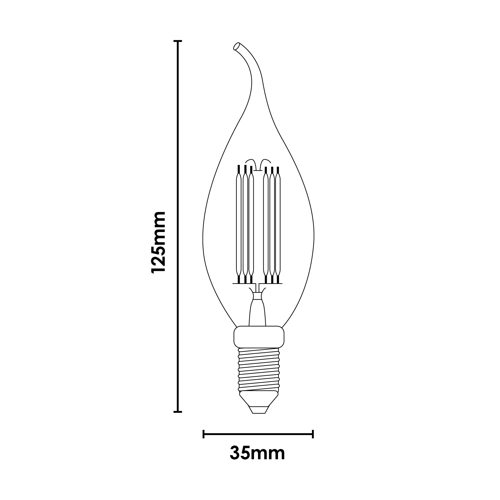 Flame Candle CA35 4w LED Filament - E14 - 4500K