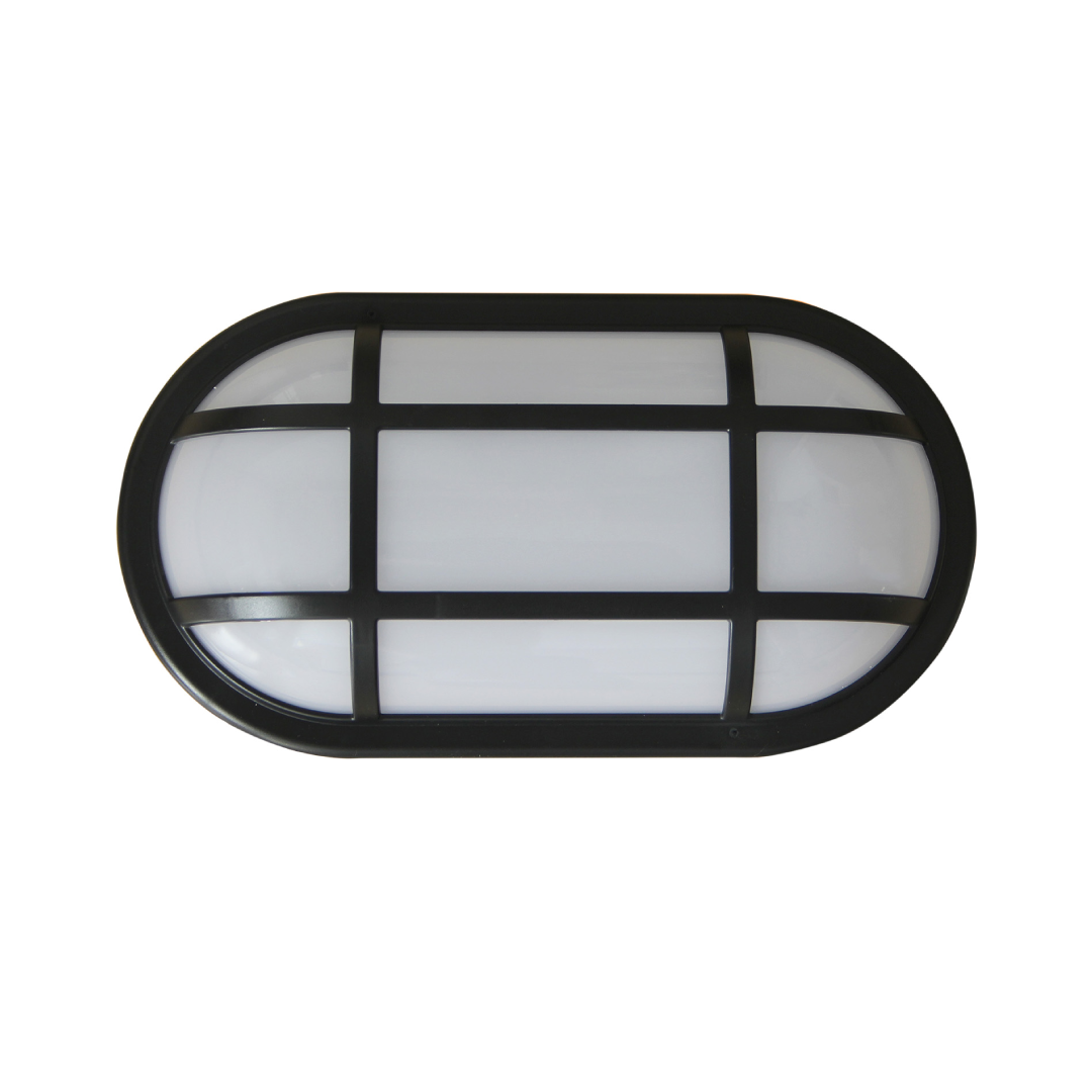 BULK: Oval LED Exterior Bulkhead Lights with Optional Cage IP65