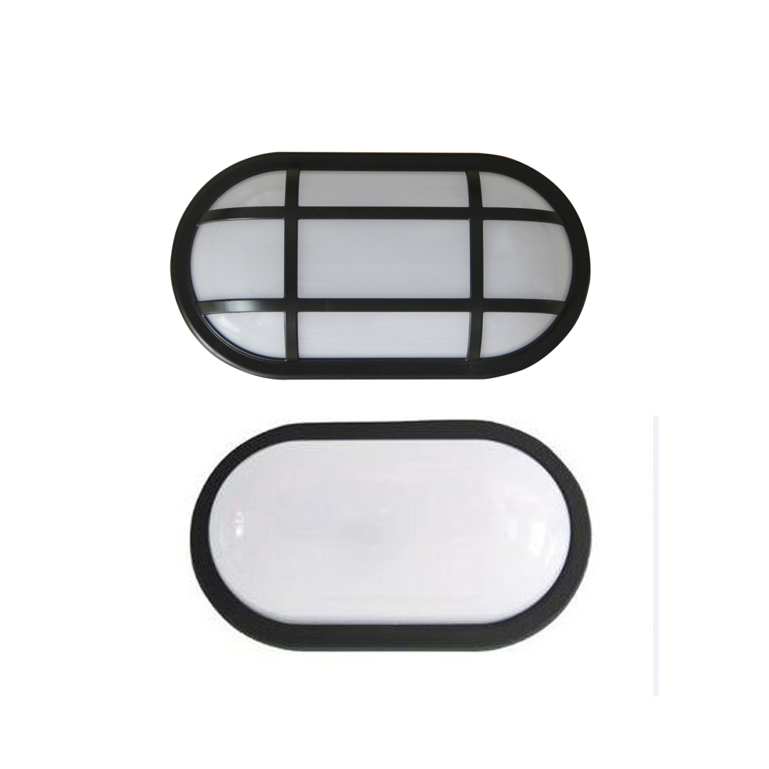 BULK: Oval LED Exterior Bulkhead Lights with Optional Cage IP65