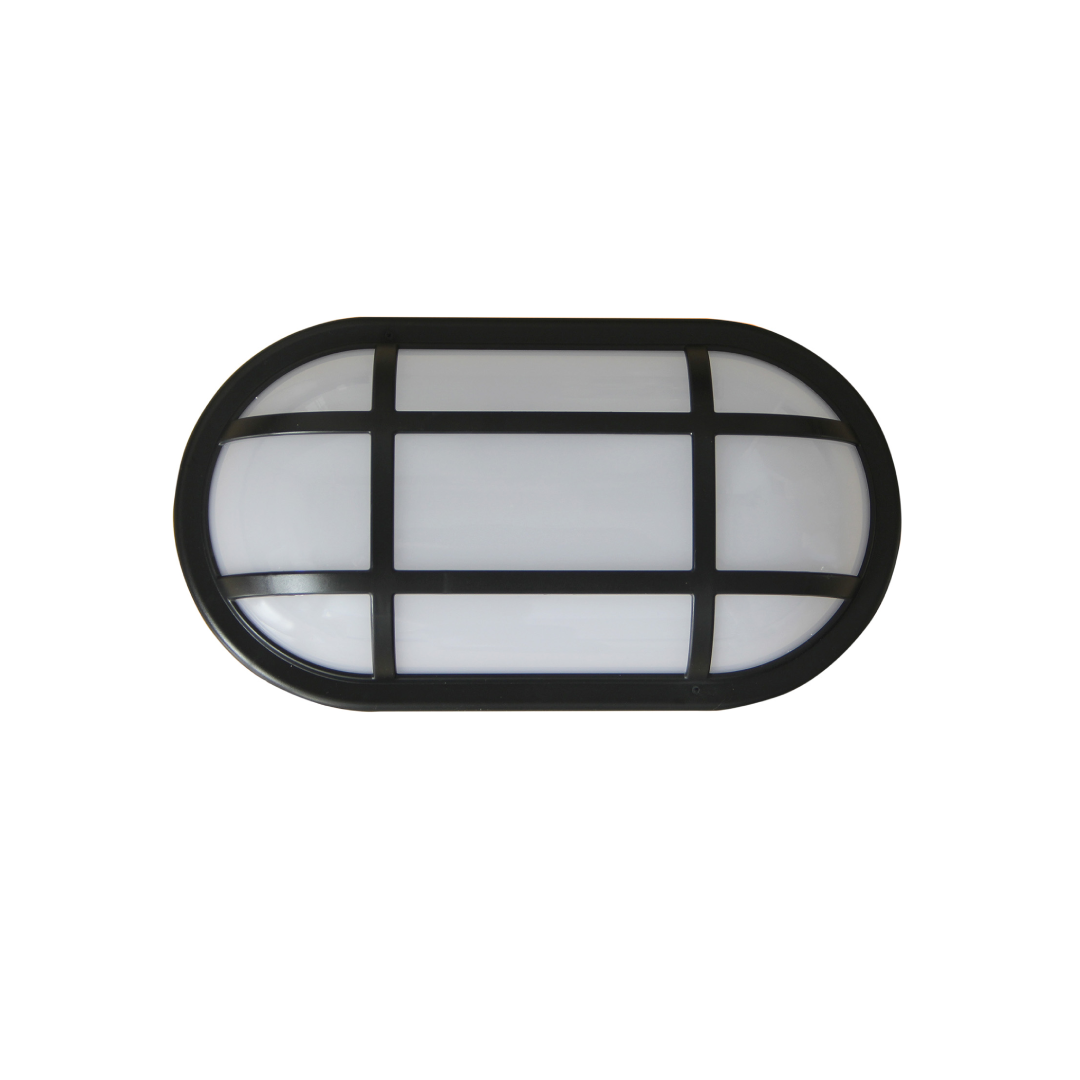 BULK: Oval LED Exterior Bulkhead Lights with Optional Cage IP65