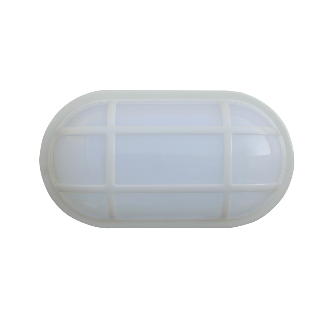 BULK: Oval LED Exterior Bulkhead Lights with Optional Cage IP65