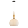 CALIZ: Interior Frosted Wine Glass Ribbed with Brass / Black Pendant Lights
