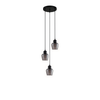 CHAMPAN: Interior Bronze Amber / Smokey Black Glass Ellipse Multiple Round Base Pendant Lights