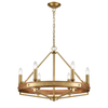 FUNALE: Interior Candelabra Natural Wood / Oak Wood 6-Light Pendant Lights