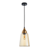 JEREZ: Modern Bronze Amber / Smokey Black Ellipse Glass Flat Top Pendant Lights