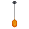 KATHAL: Interior Ellipse Glass Segmented with Brass Highlight Enclosed Pendant Lights