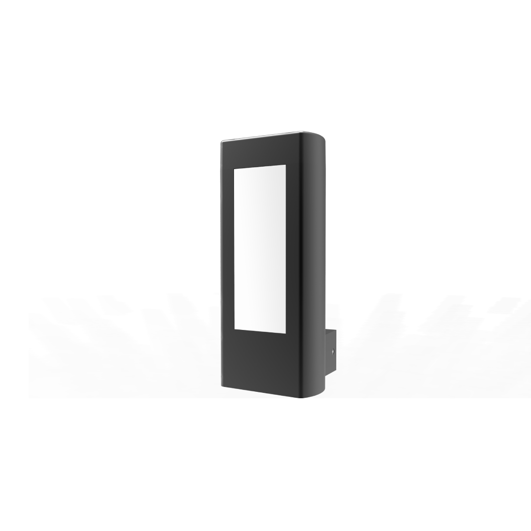 AMUN: Exterior LED Matt Black Rectangular Surface Mounted Wall Light IP54