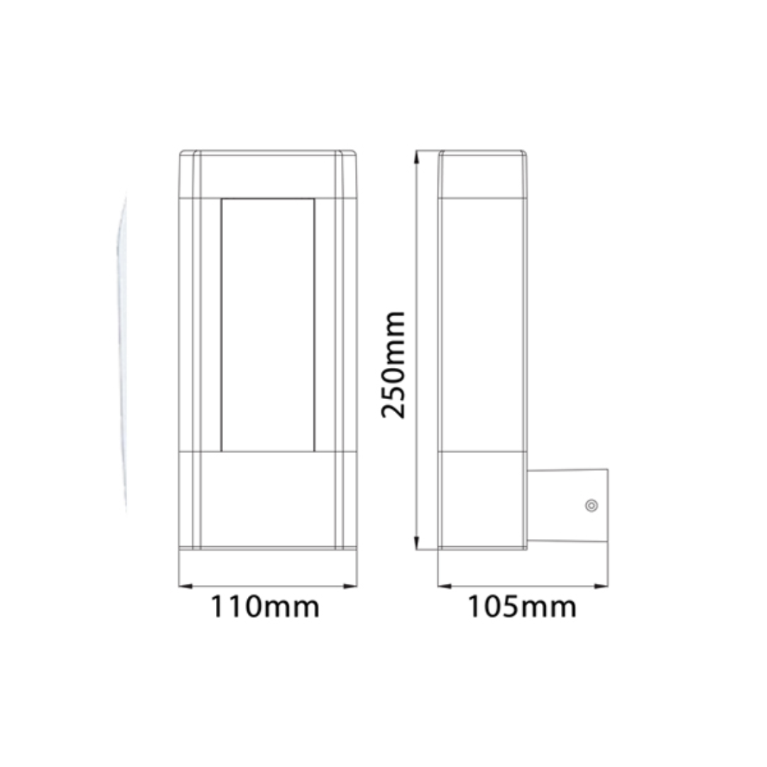 AMUN: Exterior LED Matt Black Rectangular Surface Mounted Wall Light IP54