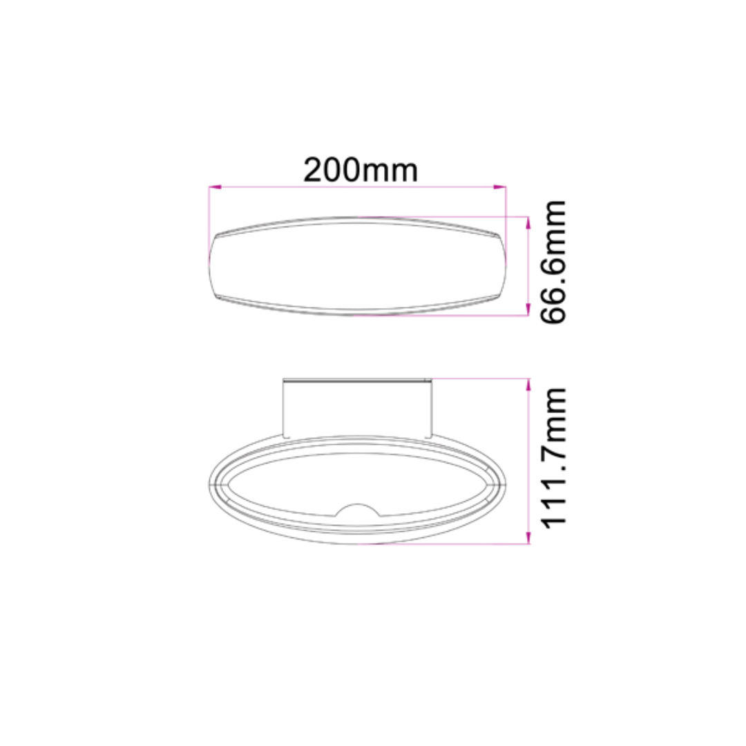 HORUS: Exterior LED Matte Black Crescent Surface Mounted Wall Light IP54