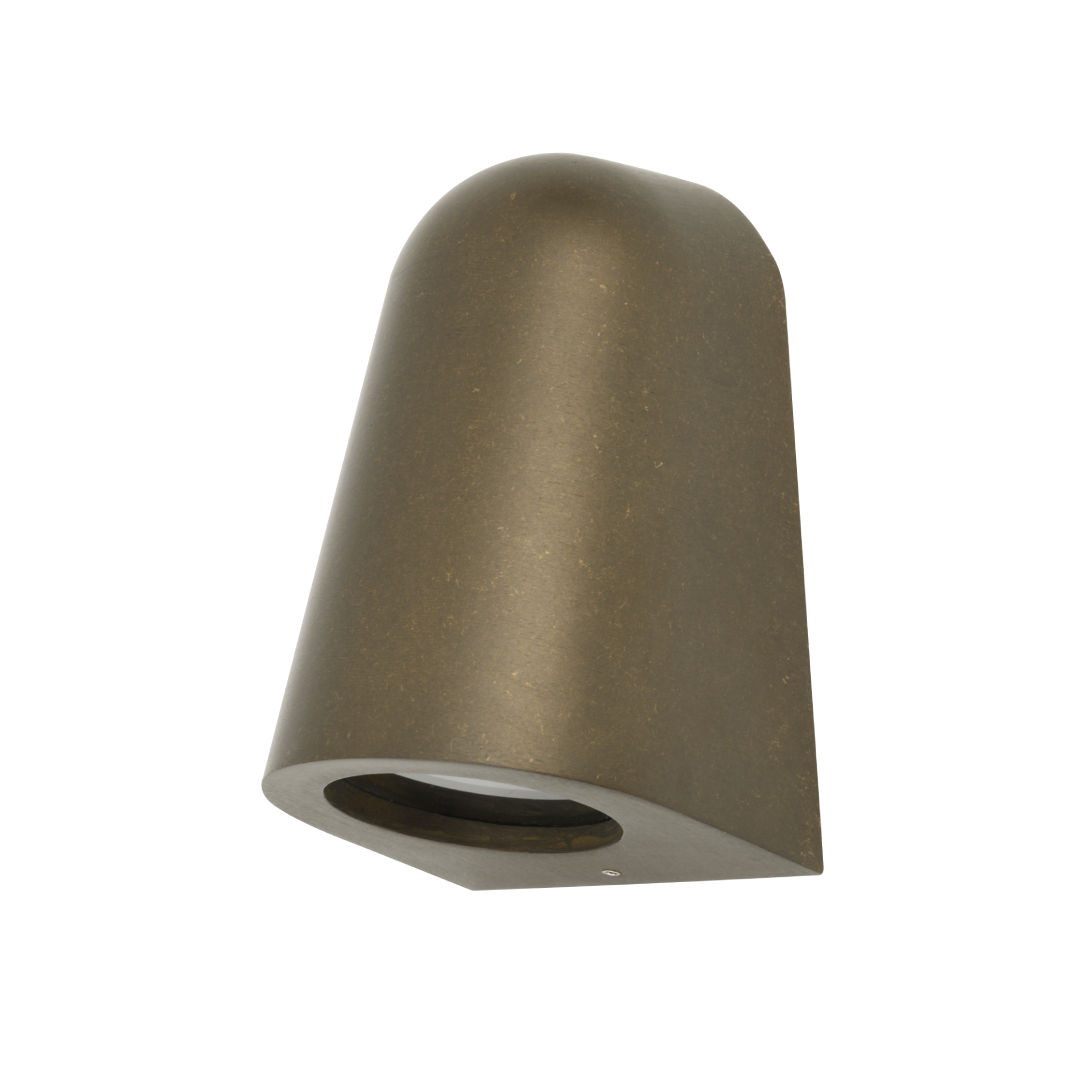 TORQUE: Exterior GU10 Aged Brass Surface Mounted Cone Wall Light IP65