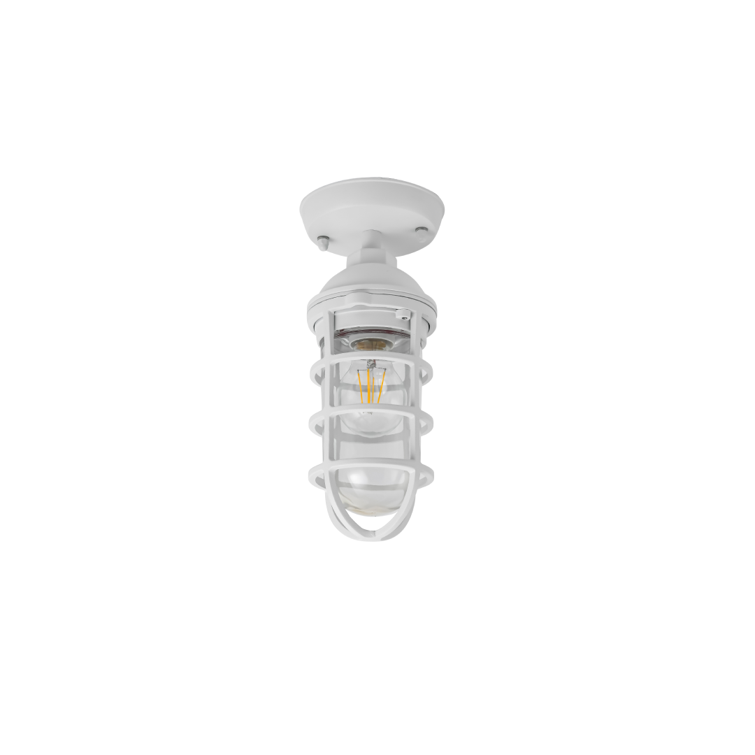 VILLAKU: Exterior Cylinder Aluminium & Glass with Cage Ceiling / Wall Lights IP44