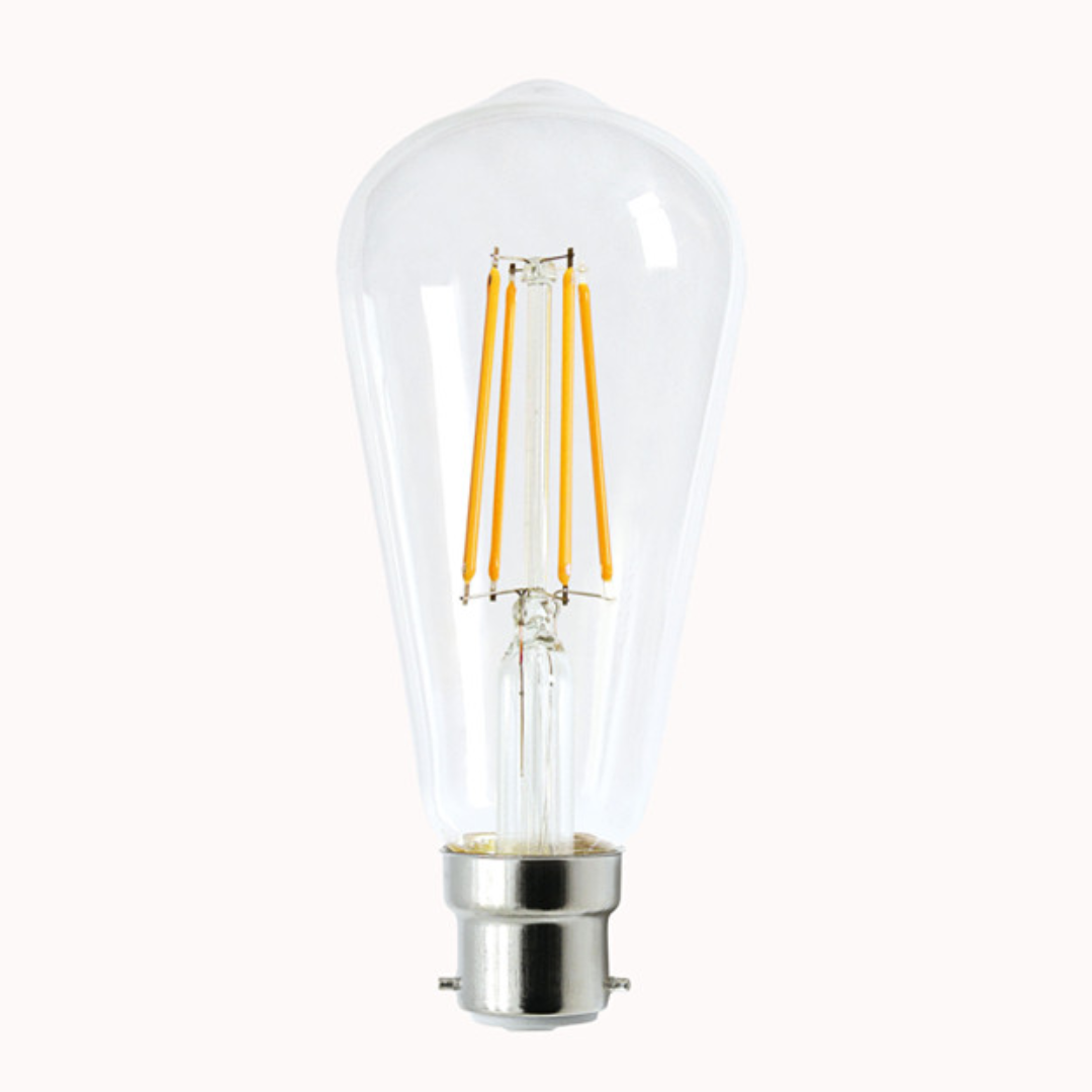 ST64 Pear Shape LED Filament Dimmable Globes Clear Diffuser (8W)