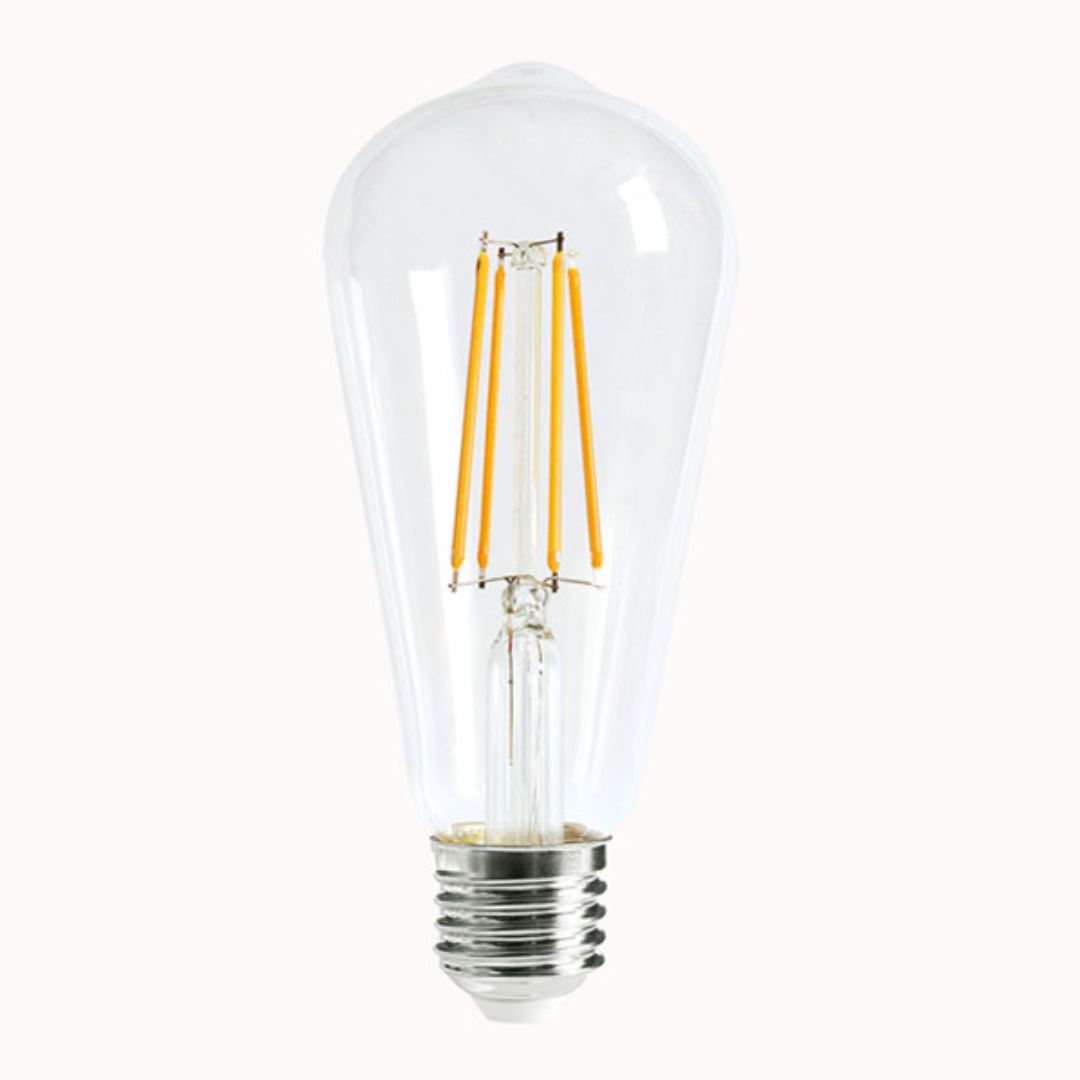 ST64 Pear Shape LED Filament Dimmable Globes Clear Diffuser (8W)