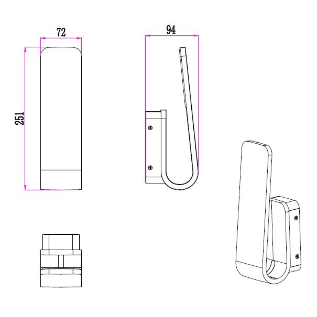 HAK: LED Tri-CCT Exterior Hook Wall Lights IP65