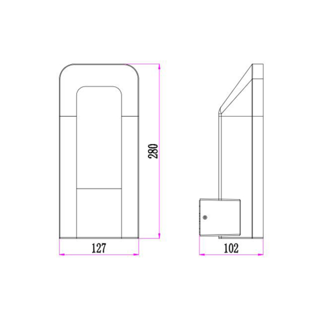 HATHOR: Exterior LED Dark Grey Rectangular Surface Mounted Wall Light IP54