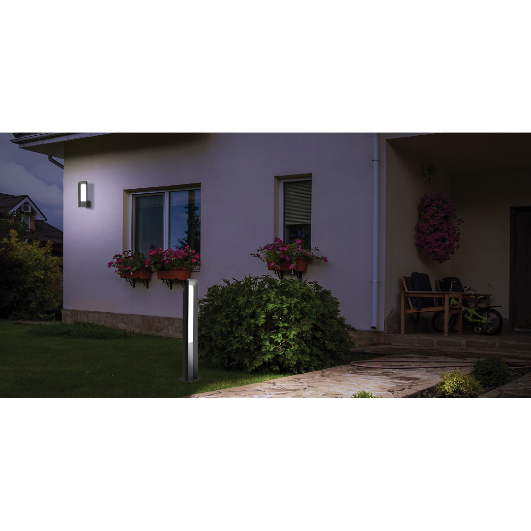 HATHOR: Exterior LED Dark Grey Rectangular Surface Mounted Wall Light IP54