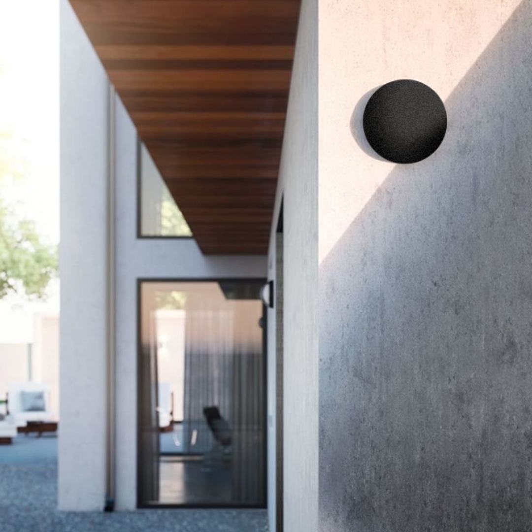 SHADOWTRI: Exterior LED Tri-CCT Round Backlit Wall Lights IP65 & IK08 (Diam: 180mm)