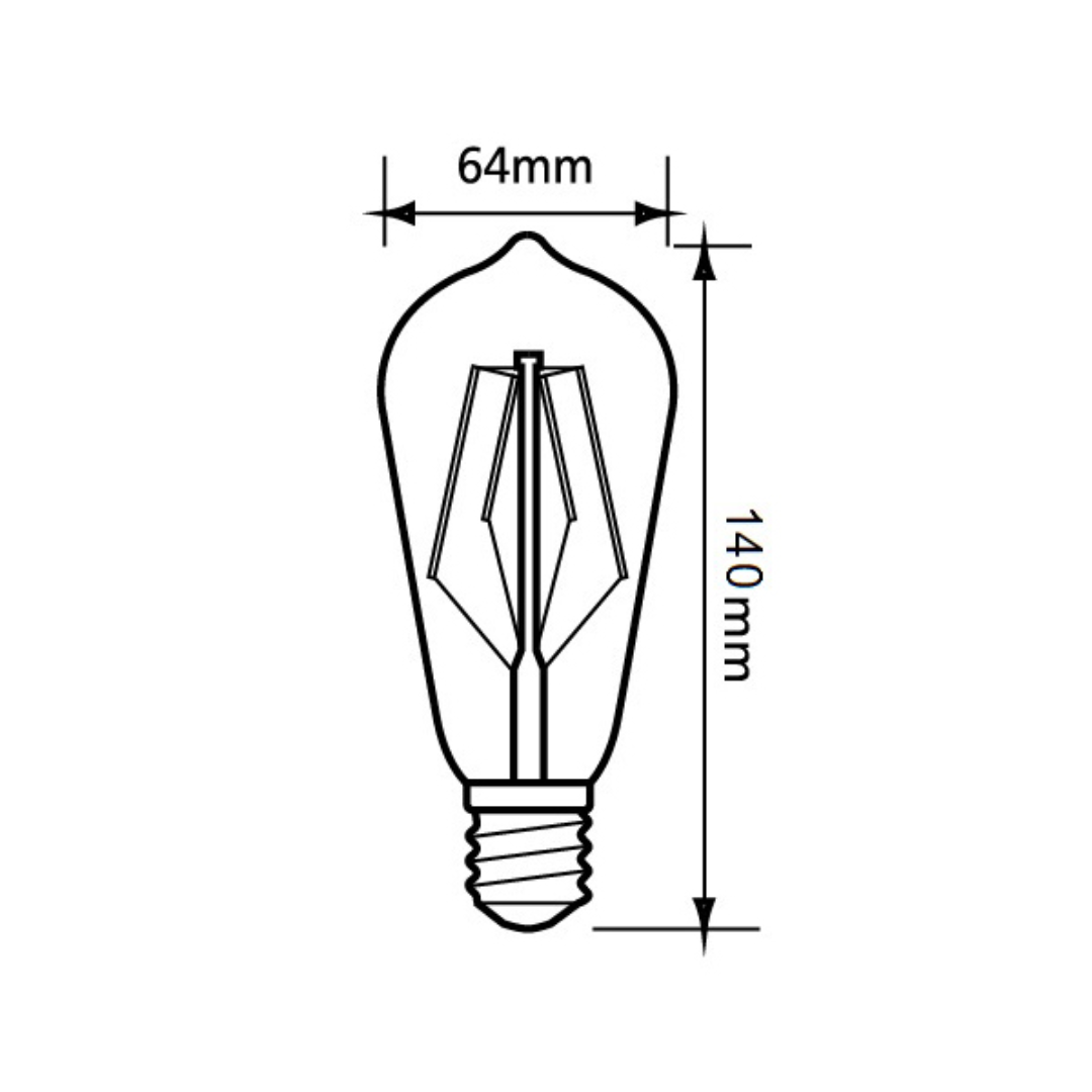ST64 Pear Shape LED Filament Dimmable Globes Clear Diffuser (8W)