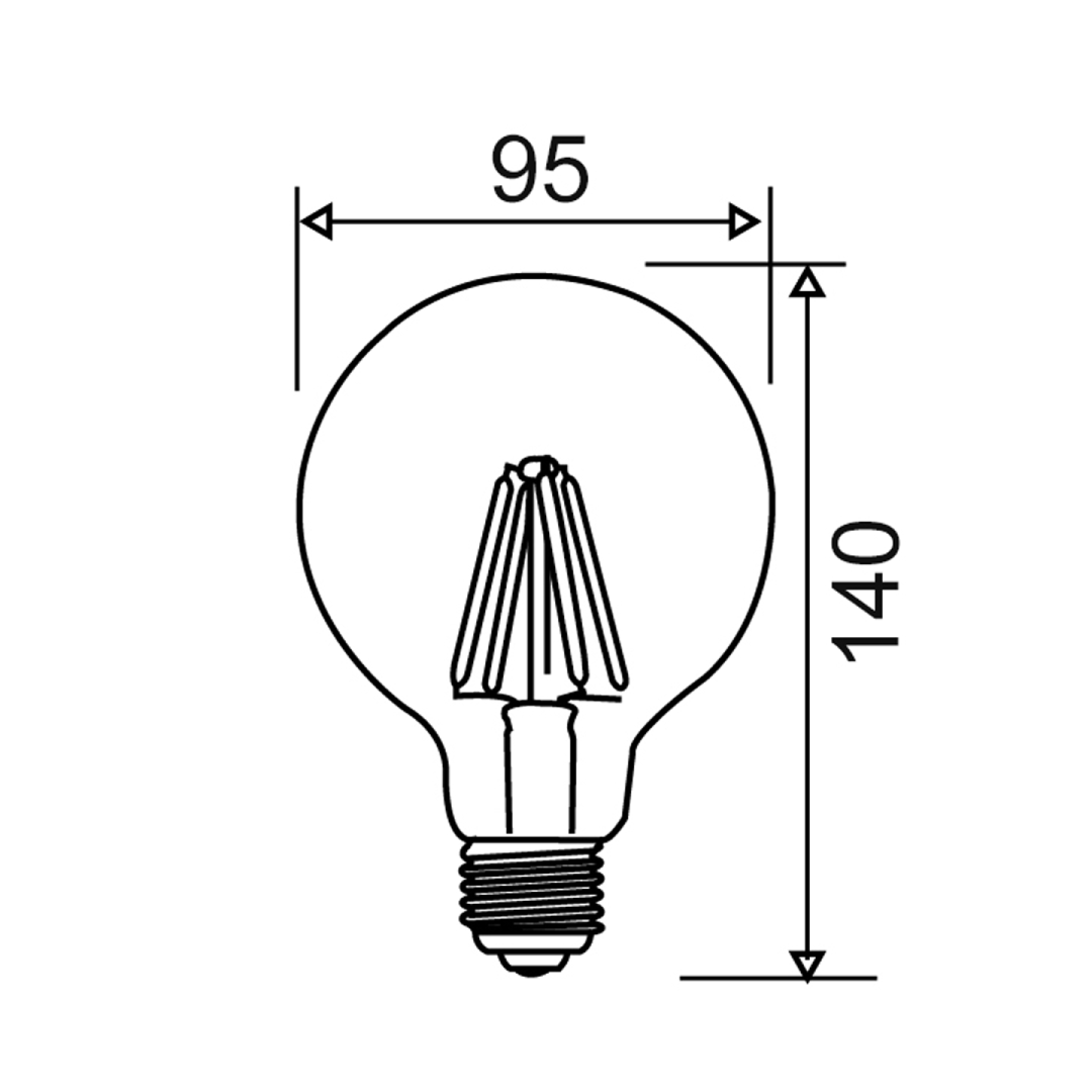 G95 LED Filament Dimmable Globes Frosted Diffuser (6W)