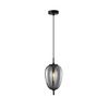 PINO: Interior Opal Matte / Smokey Black Mirror Finish Glass Oval Pendant Lights