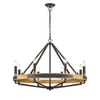 FUNALE: Interior Candelabra Natural Wood / Oak Wood 8-Light Pendant Lights