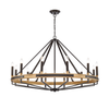 FUNALE: Interior Candelabra Natural Wood / Oak Wood 12-Light Pendant Lights