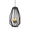 GAMBA: Industrial Black Rustic Narrow Angular Cage Pendant Light