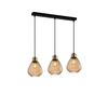 TULIP: Interior Bronze Amber / Smokey Black Wine Glass Ribbed Multiple Bar Base Pendant Lights
