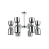 CLESSIDRA: Interior Mirror Finish Smokey Black / Opal Glass Ellipse x12 Round Base Pendant Lights