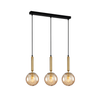 TRATTINO: Interior Bronze Amber /Smokey Black Spherical Glass Multiple Bar Base Pendant Lights