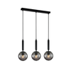 TRATTINO: Interior Bronze Amber /Smokey Black Spherical Glass Multiple Bar Base Pendant Lights