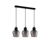 CHAMPAN: Interior Bronze Amber / Smokey Black Glass Ellipse Multiple Bar Base Pendant Lights