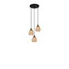 TULIP: Interior Bronze Amber / Smokey Black Wine Glass Ribbed Multiple Round Base Pendant Lights