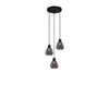TULIP: Interior Bronze Amber / Smokey Black Wine Glass Ribbed Multiple Round Base Pendant Lights