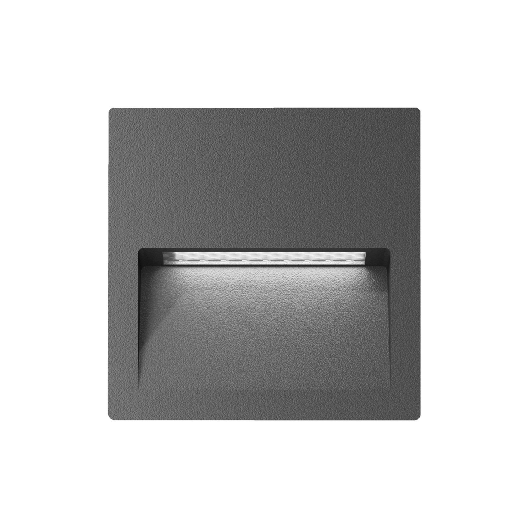 ZAC-4-4W Square Recessed LED Wall Light IP65 240V - Dark Grey