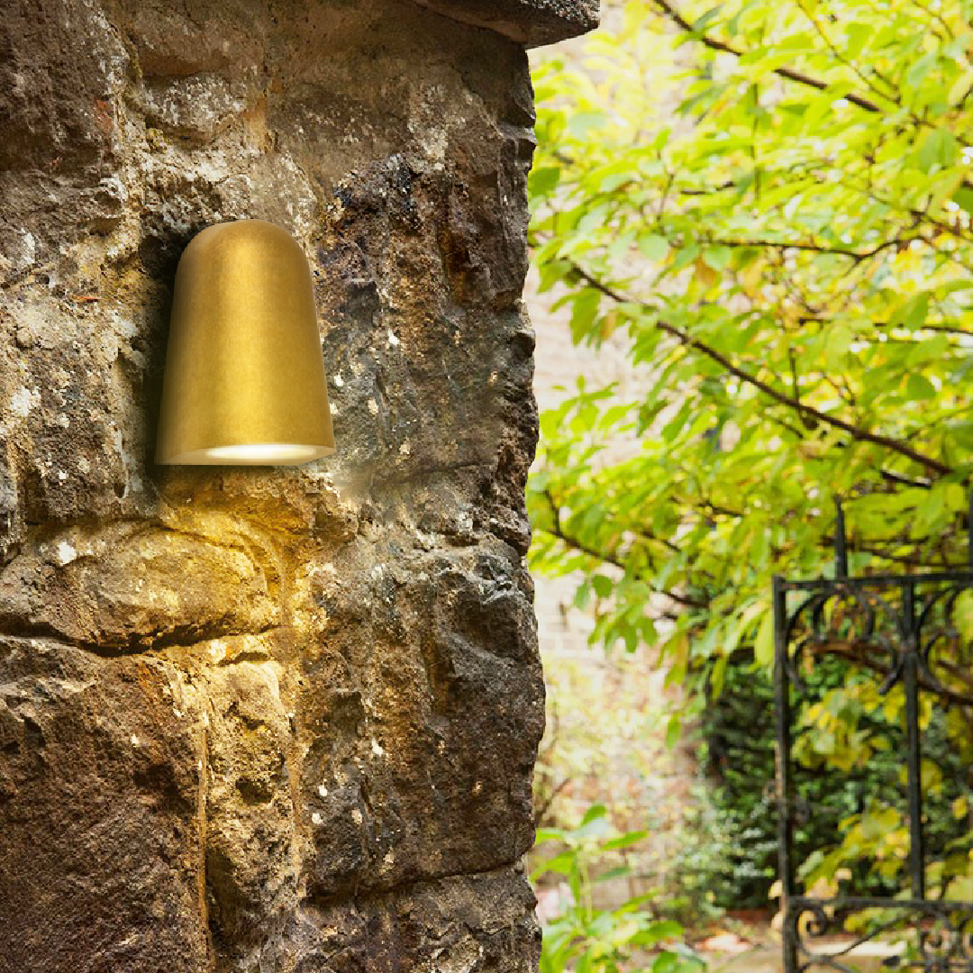 TORQUE: Exterior GU10/MR16 Antique Brass Surface Mounted Cone Wall Lights IP65