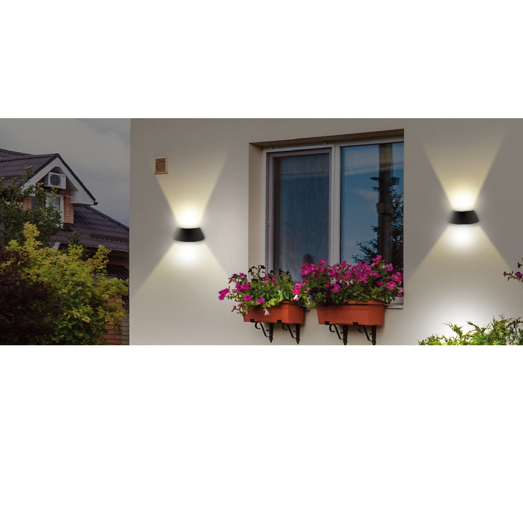 ATEN: LED Exterior Surface Mounted Curved Up/Down Wall Lights IP65