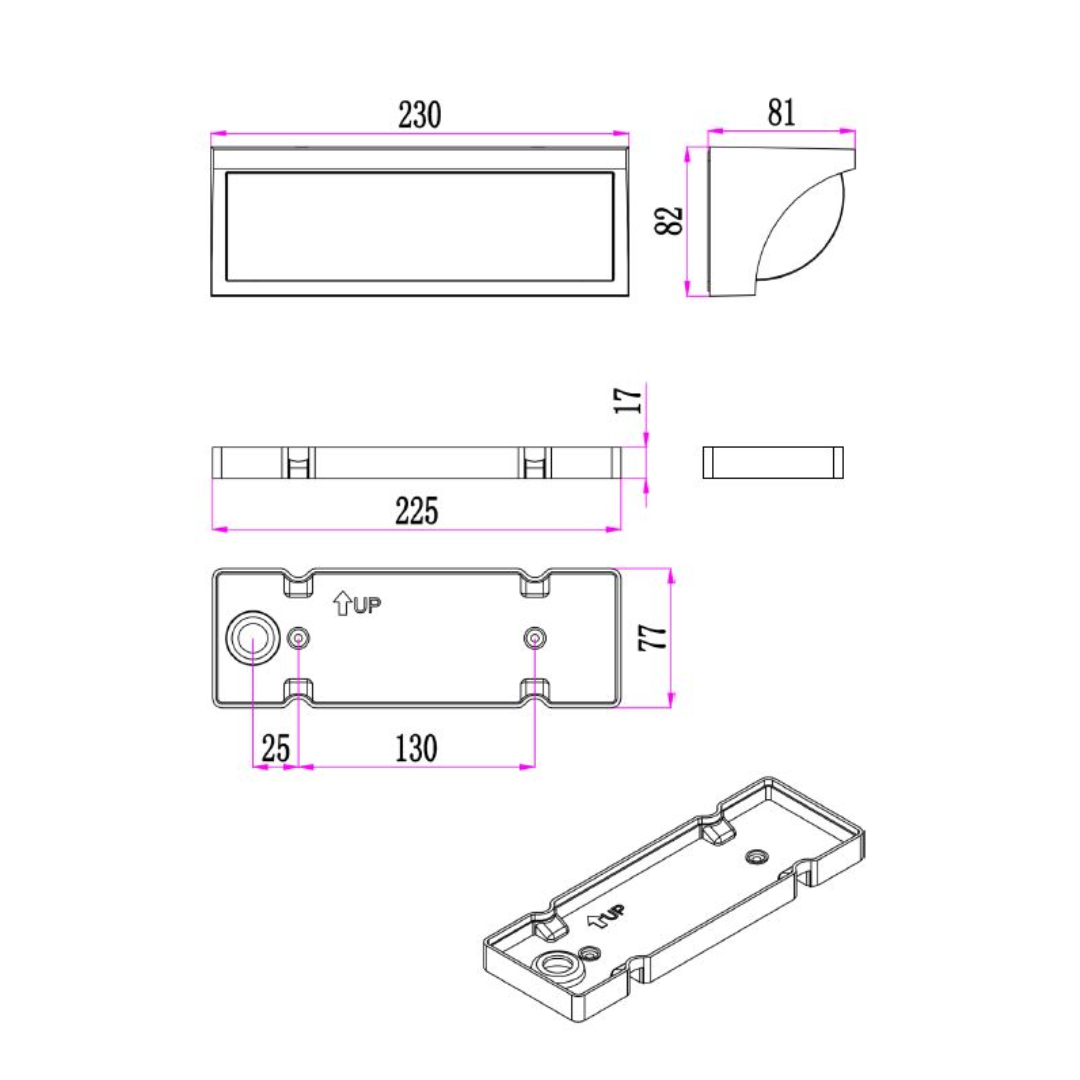 REPISATRI: Exterior LED Tri-CCT Curved Wedge Surface Mounted Wall Lights IP65