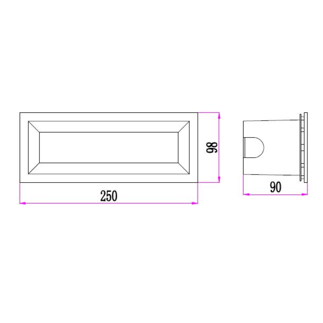 BRICKTRI: Exterior LED Tri-CCT Recessed Rectangular Frosted Diffuser Wall / Brick Lights IP65