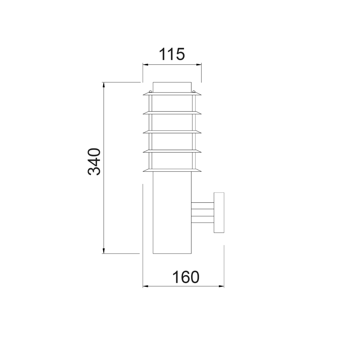 BORDA: Exterior E27 Surface Mounted Louvred Wall Light IP44