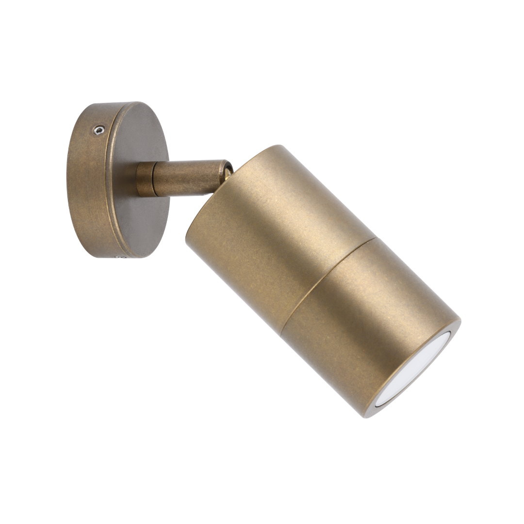 GU10 Exterior Wall Pillar Spot Lights (Aged Brass) IP65