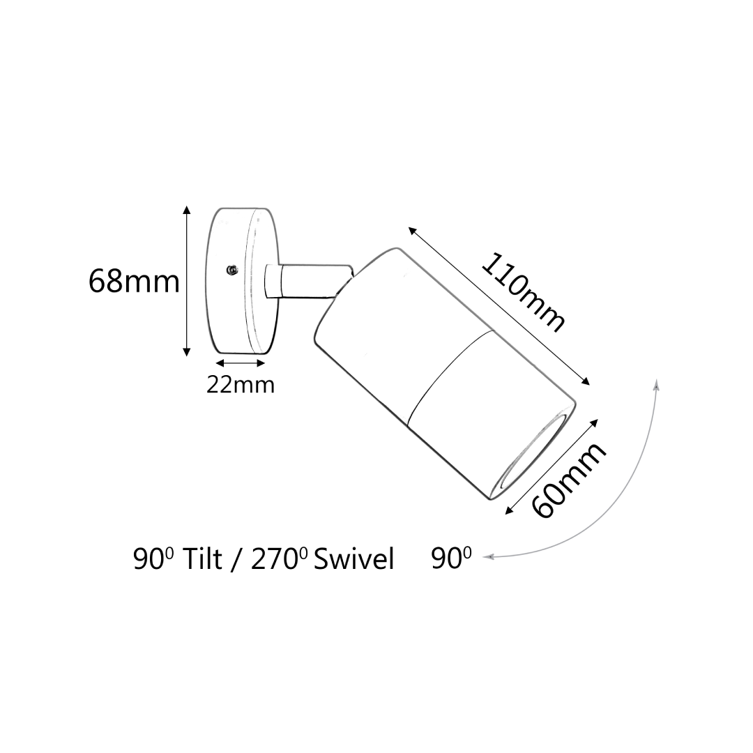 GU10 Exterior Wall Pillar Spot Lights (Anodized Aluminium) IP65