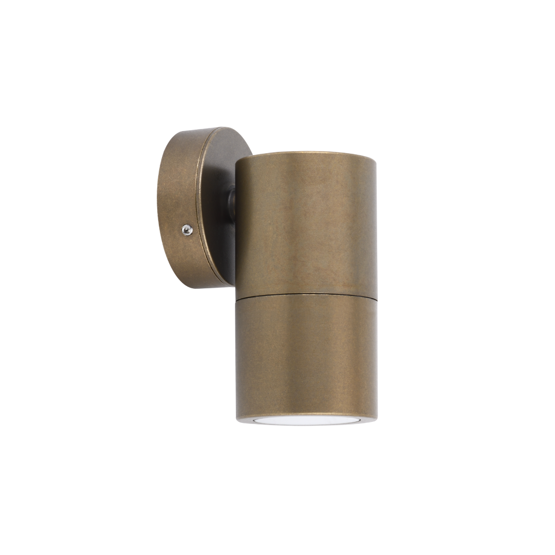 GU10 Exterior Wall Pillar Spot Lights (Aged Brass) IP65