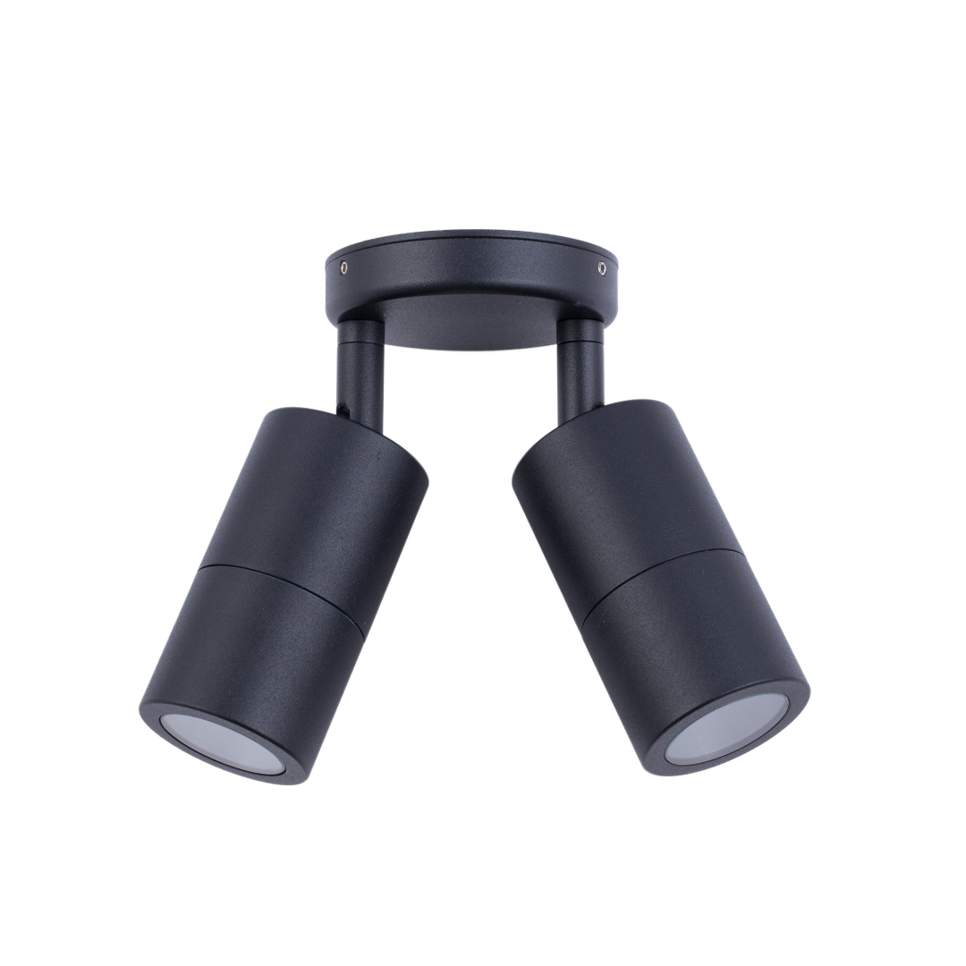 GU10 Exterior Wall Pillar Spot Lights (Black Aluminium) IP65