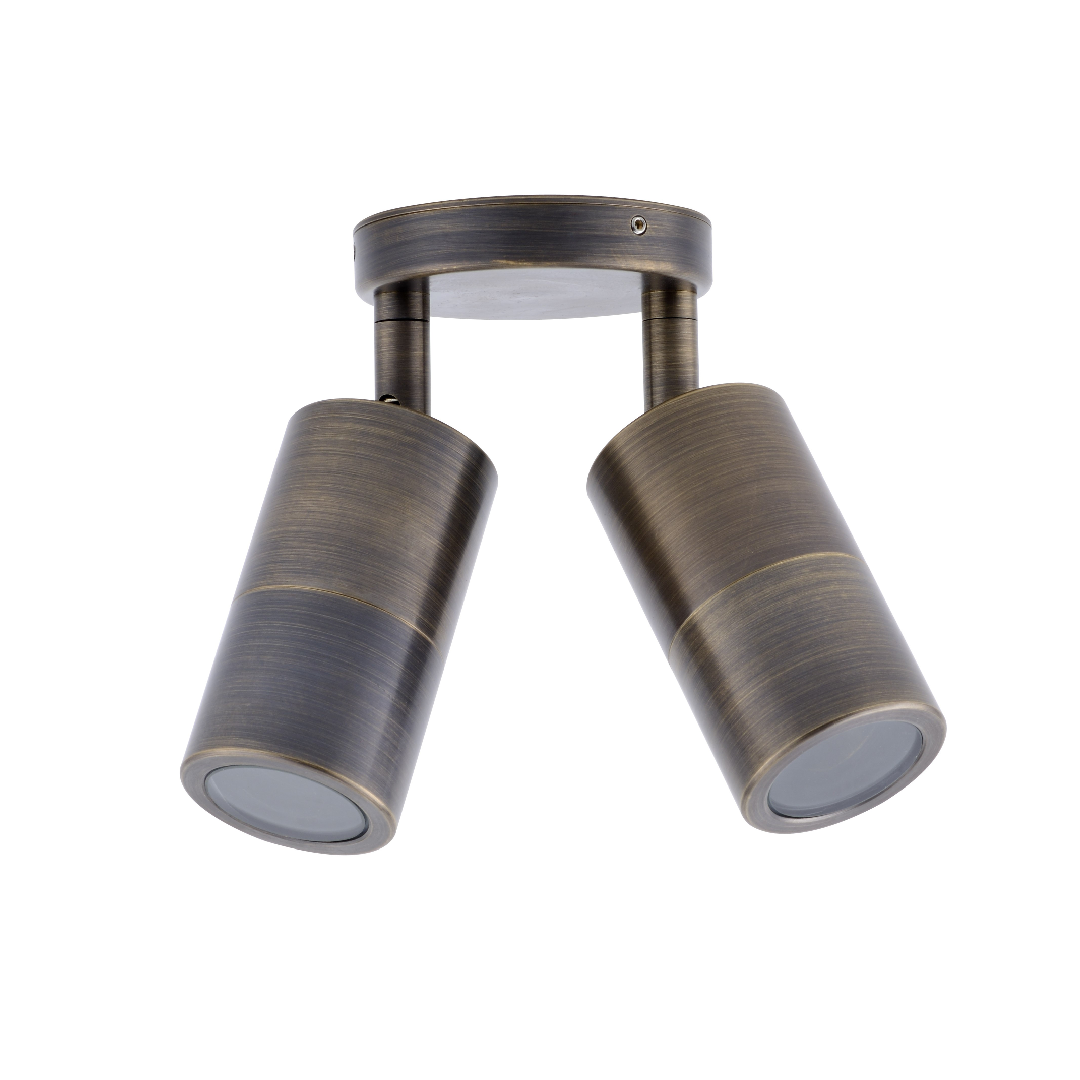 GU10 Exterior Wall Pillar Spot Lights (Rustic Brass) IP65