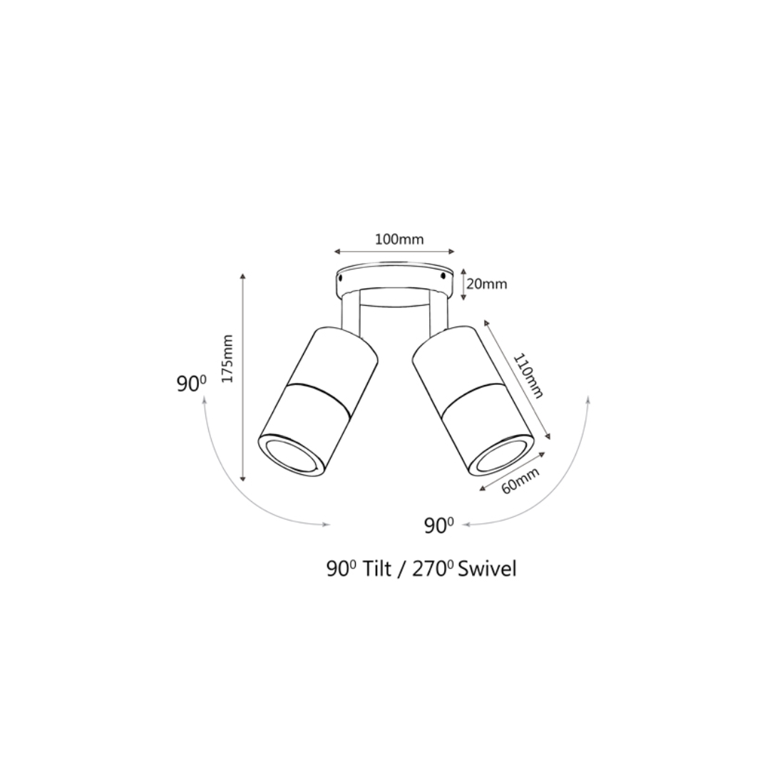 GU10 Exterior Wall Pillar Spot Lights (White Aluminium) IP65