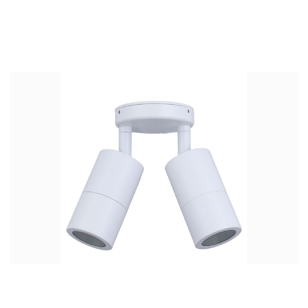 GU10 Exterior Wall Pillar Spot Lights (White Aluminium) IP65